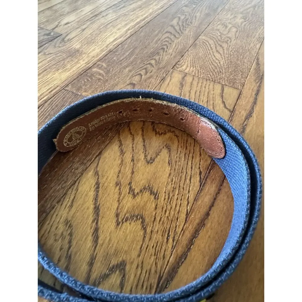 Leather Man Ltd Belt Mens 36 Navy Web Brass Buckle Embroidery Nautical Flags USA